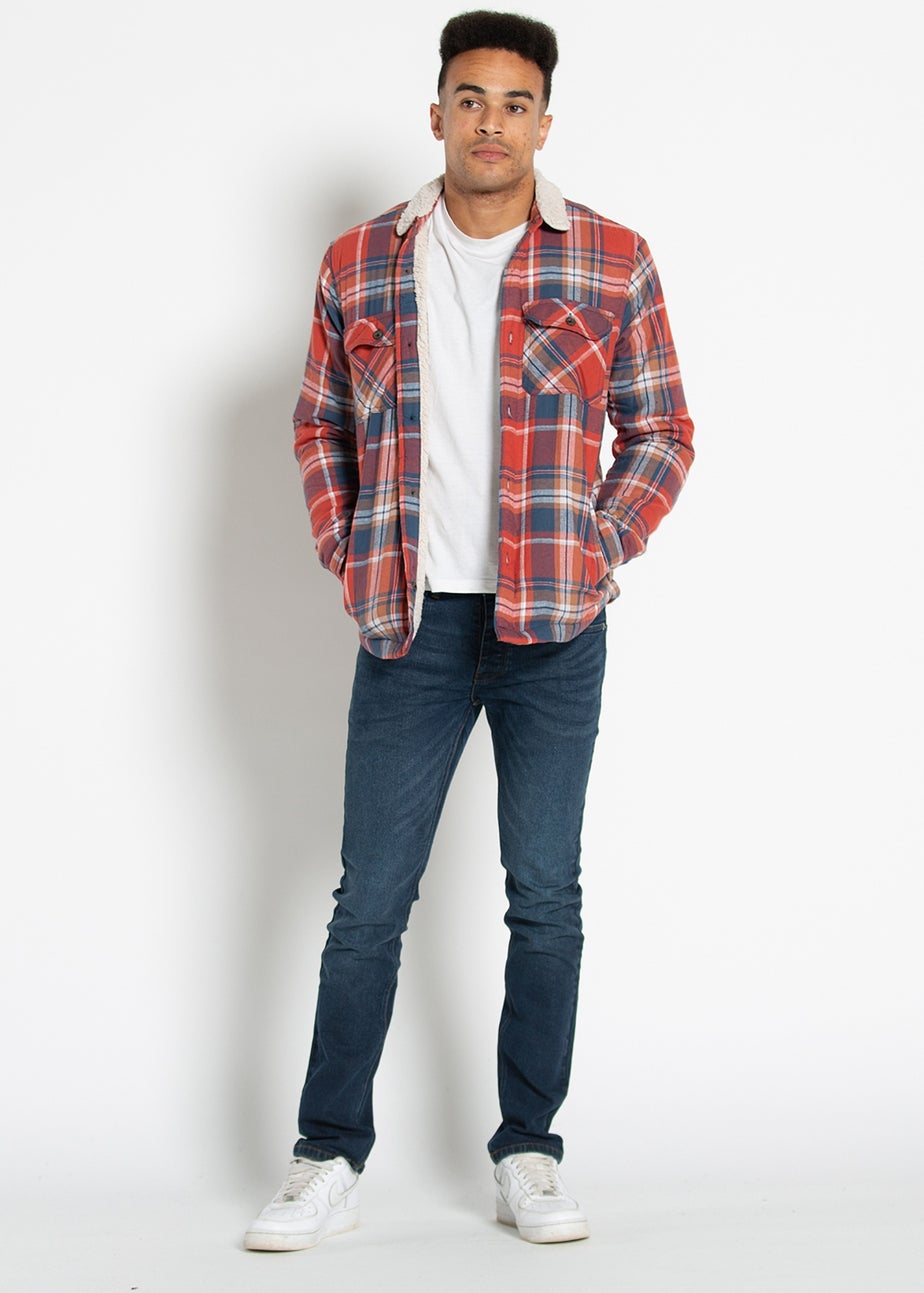 Tokyo Laundry Red Checked Padded Shirt With Sherpa Lining