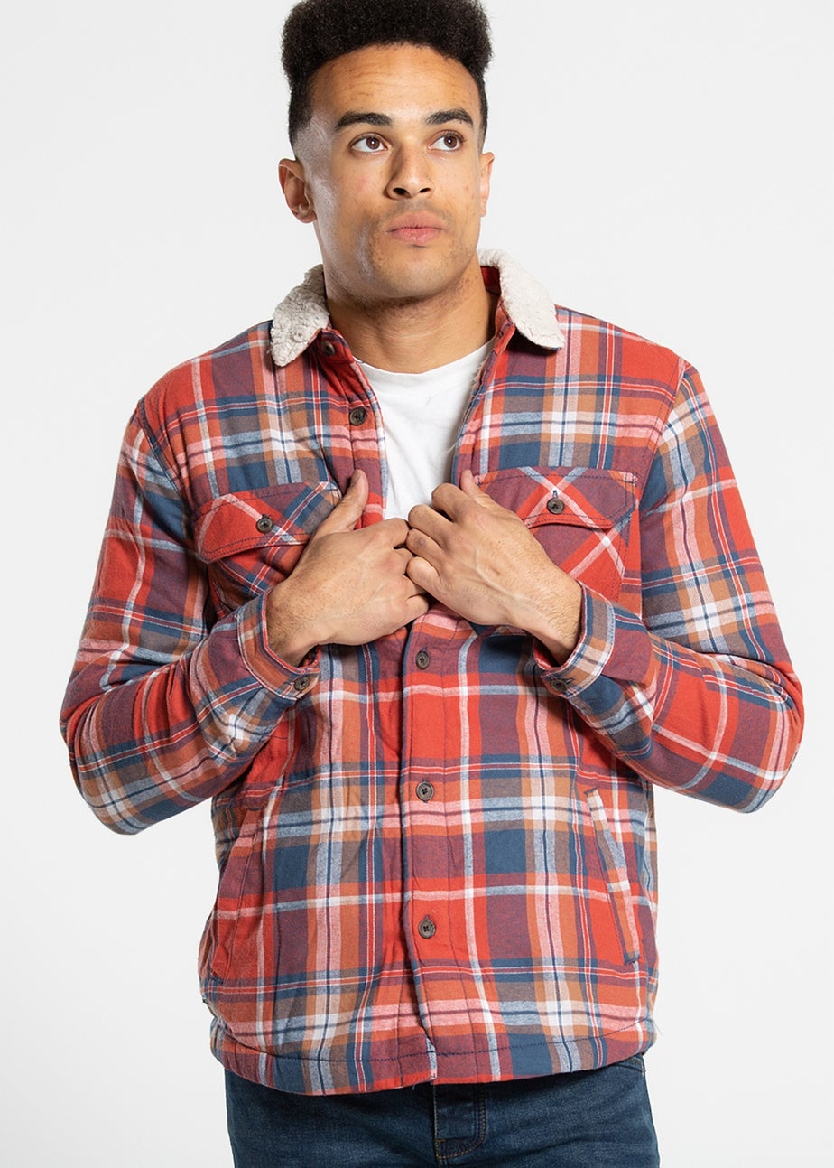 Tokyo Laundry Red Checked Padded Shirt With Sherpa Lining
