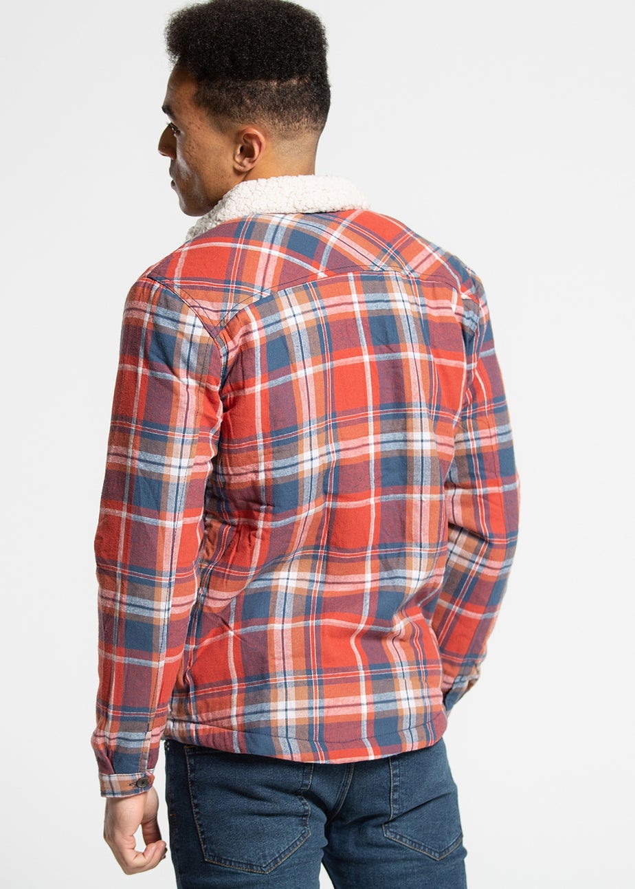 Tokyo Laundry Red Checked Padded Shirt With Sherpa Lining