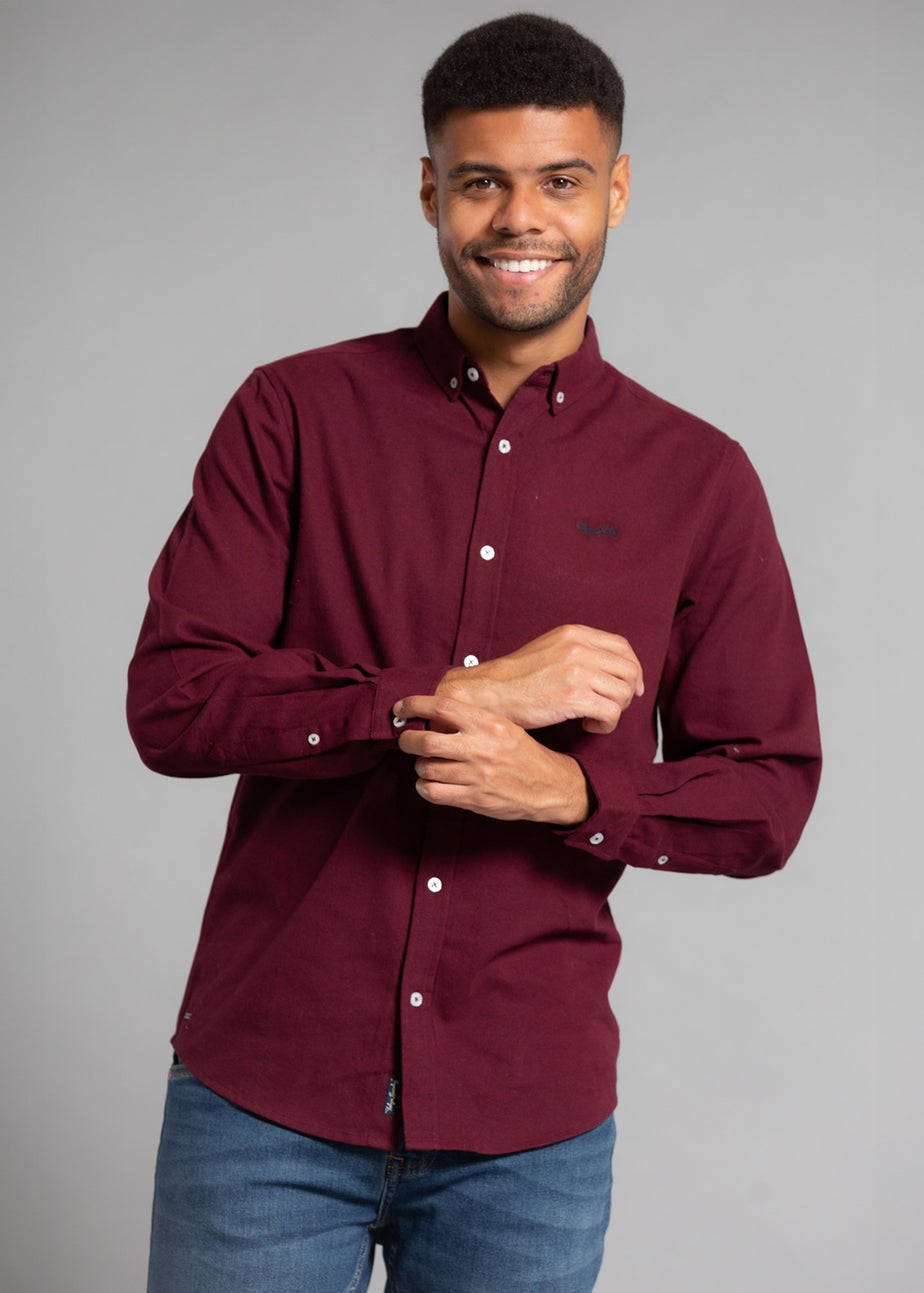 Tokyo Laundry Burgundy Cotton Oxford Long Sleeve Shirt