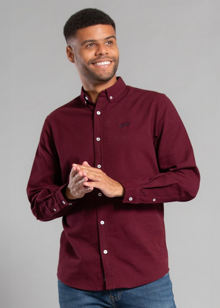 Tokyo Laundry Burgundy Cotton Oxford Long Sleeve Shirt