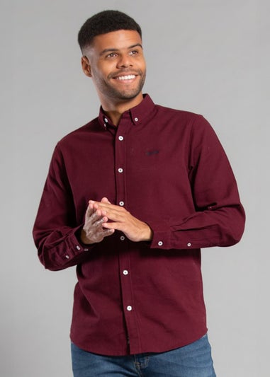 Tokyo Laundry Burgundy Cotton Oxford Long Sleeve Shirt