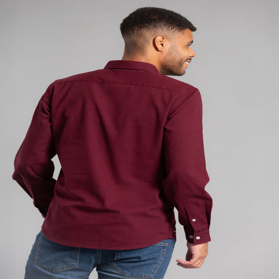 Tokyo Laundry Burgundy Cotton Oxford Long Sleeve Shirt