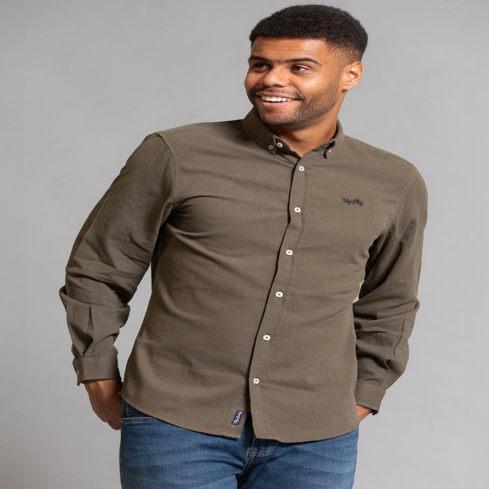 Tokyo Laundry Khaki Cotton Oxford Long Sleeve Shirt