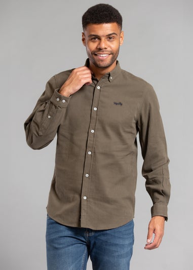 Tokyo Laundry Khaki Cotton Oxford Long Sleeve Shirt