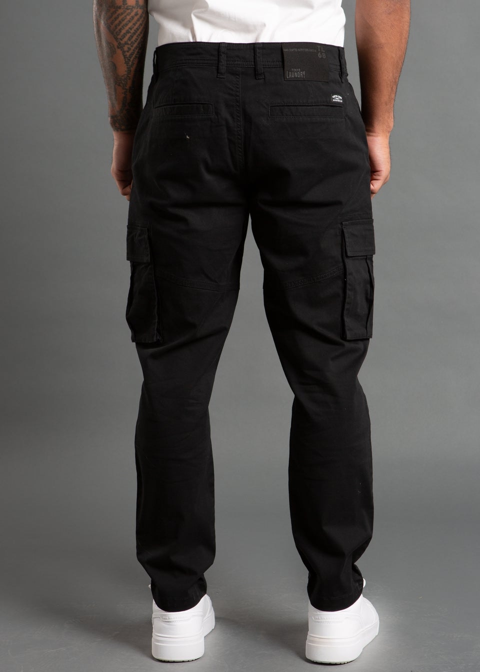 Tokyo Laundry Black Cotton Twill Cargo Trouser