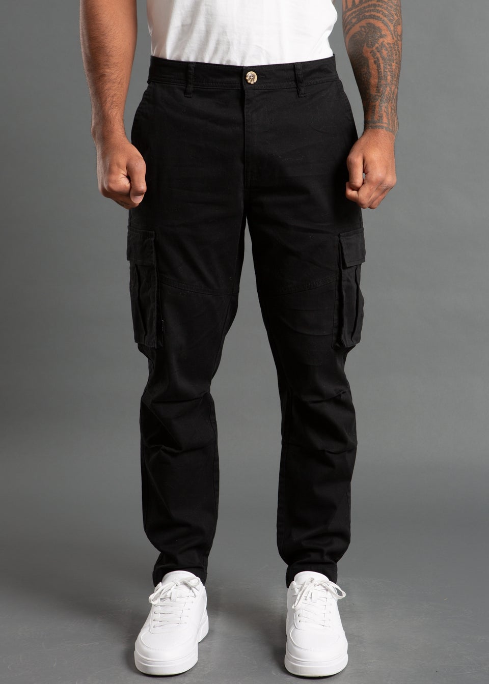 Tokyo Laundry Black Cotton Twill Cargo Trouser