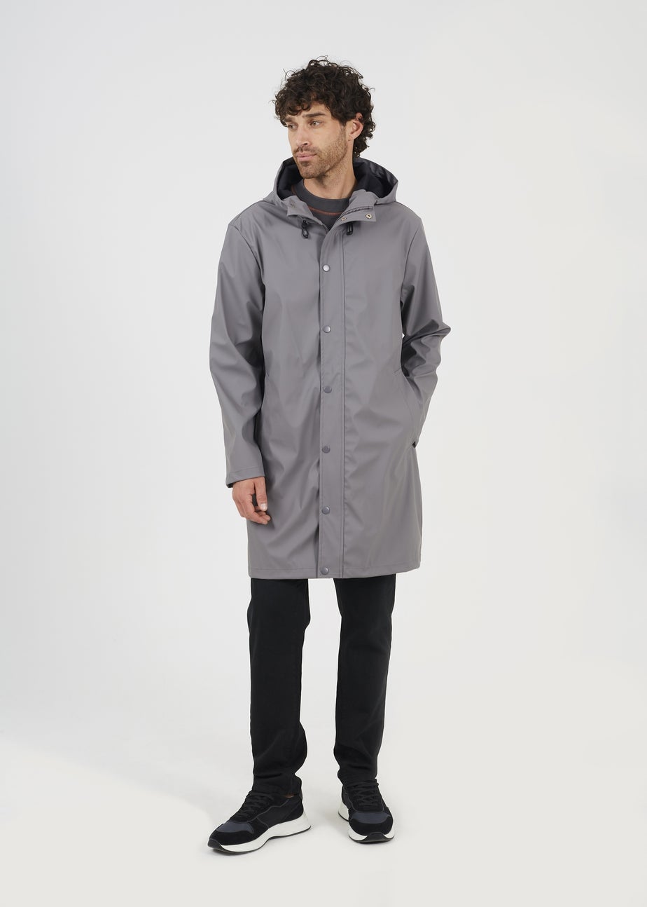 Brave Soul Grey Rubberised Hooded Parka Style Jacket
