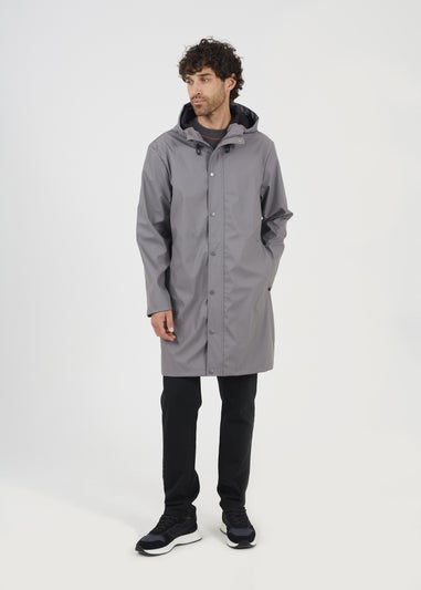 Brave Soul Grey Rubberised Hooded Parka Style Jacket