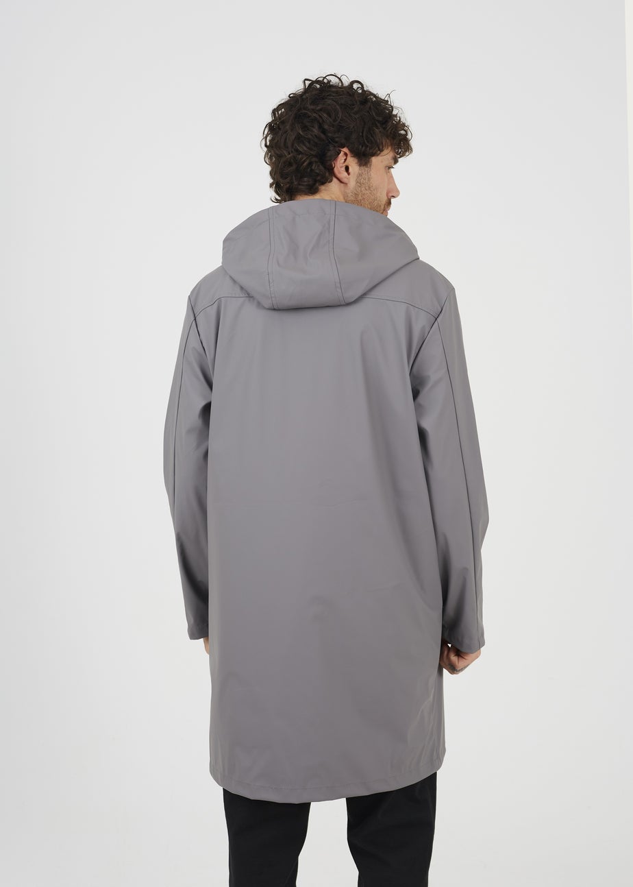 Brave Soul Grey Rubberised Hooded Parka Style Jacket