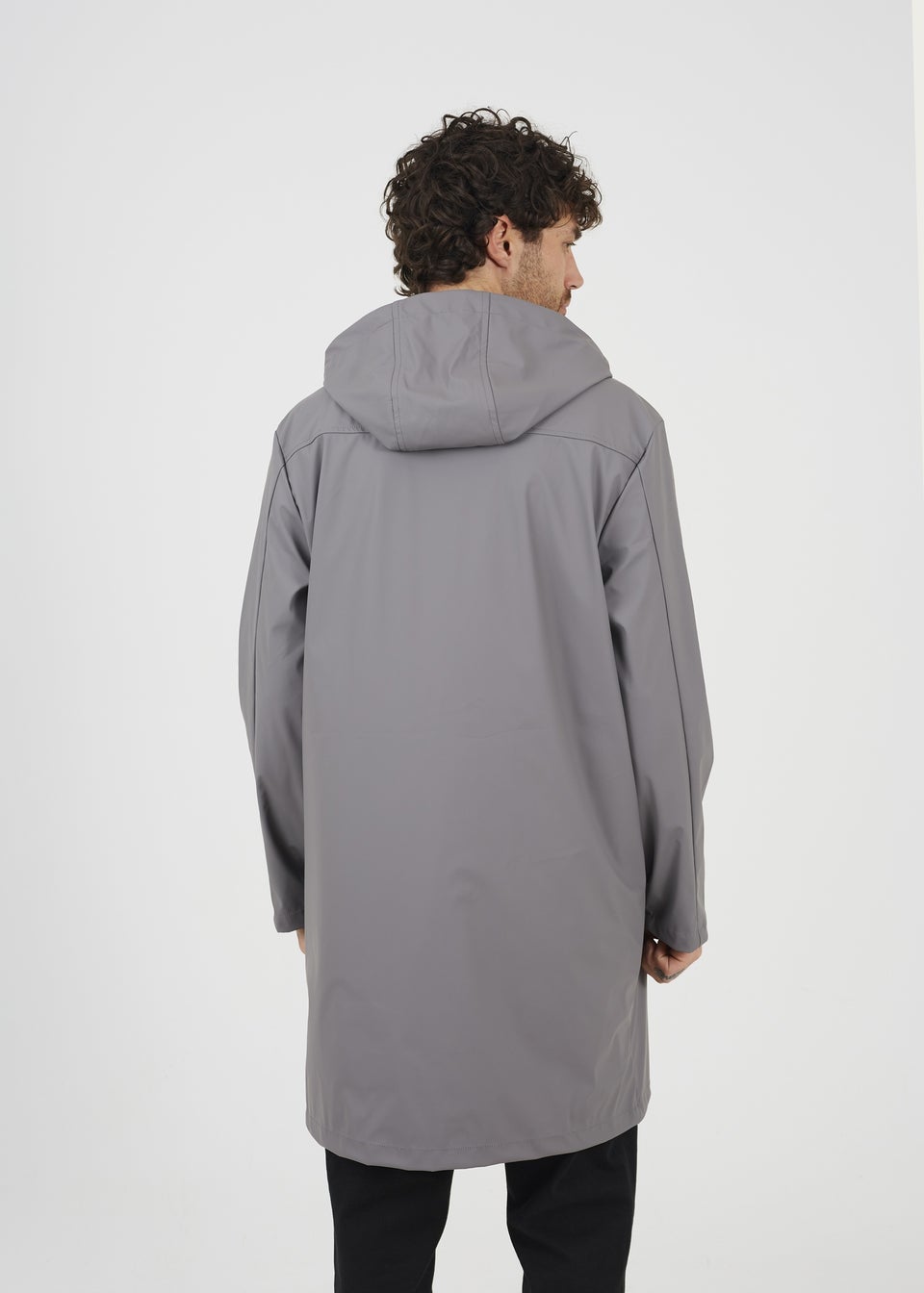 Brave Soul Grey Rubberised Hooded Parka Style Jacket