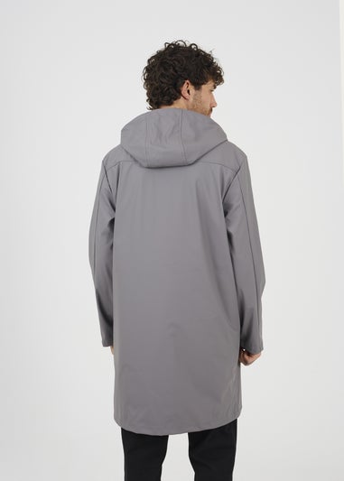 Brave Soul Grey Rubberised Hooded Parka Style Jacket