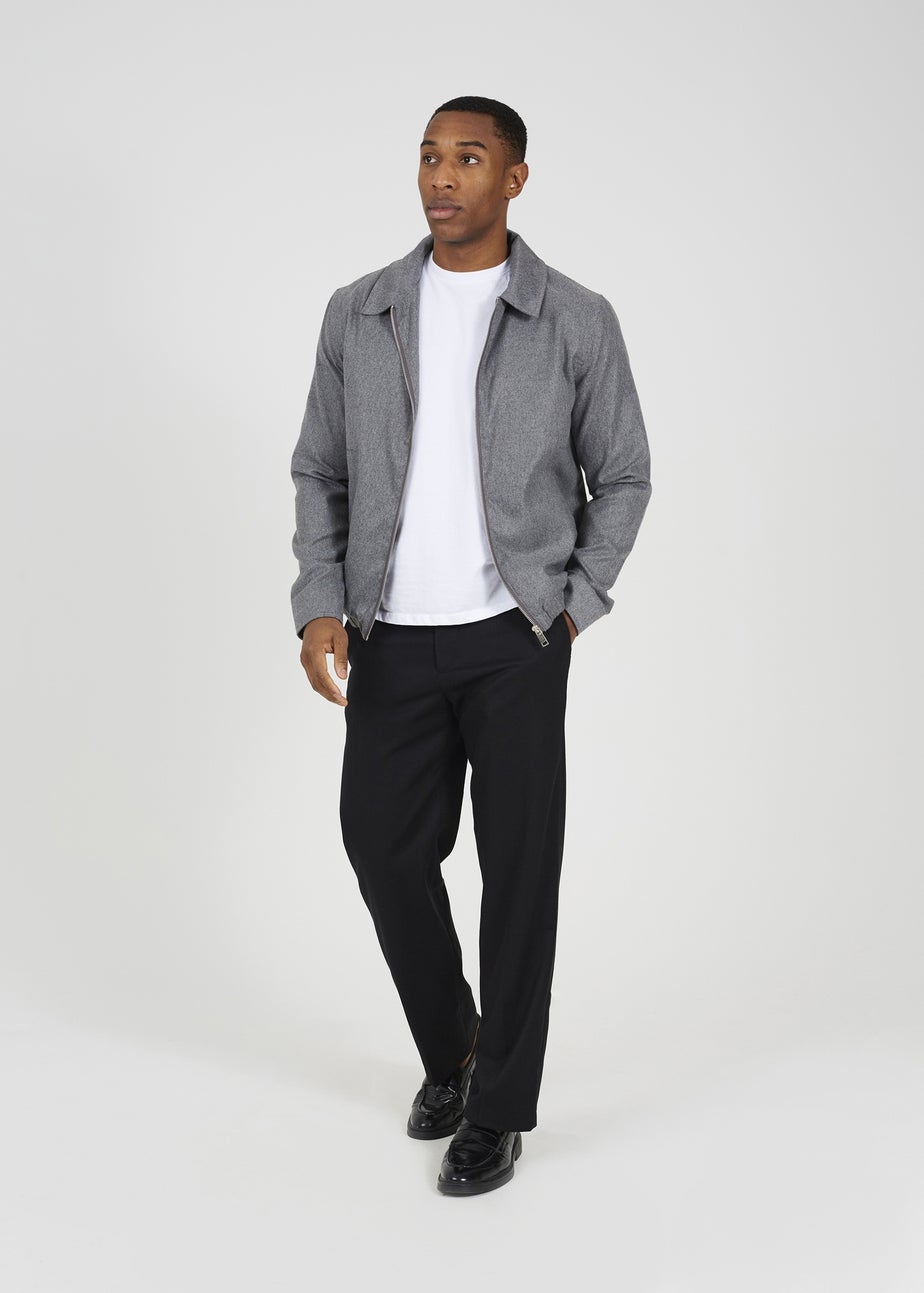 Brave Soul Grey Harrington Style Zip Through Jacket