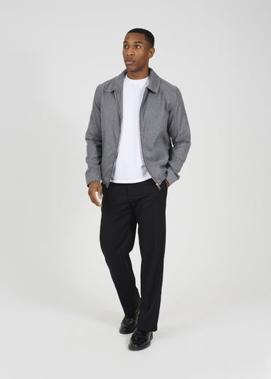 Brave Soul Grey Harrington Style Zip Through Jacket