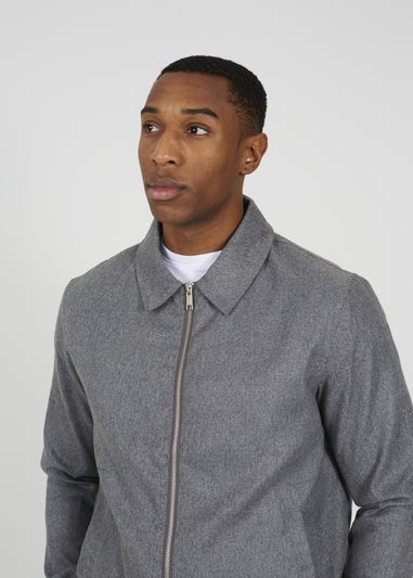 Brave Soul Grey Harrington Style Zip Through Jacket
