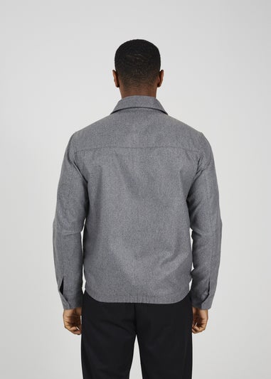 Brave Soul Grey Harrington Style Zip Through Jacket