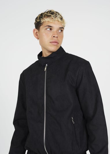 Brave Soul Black Faux Suede Bomber Jacket