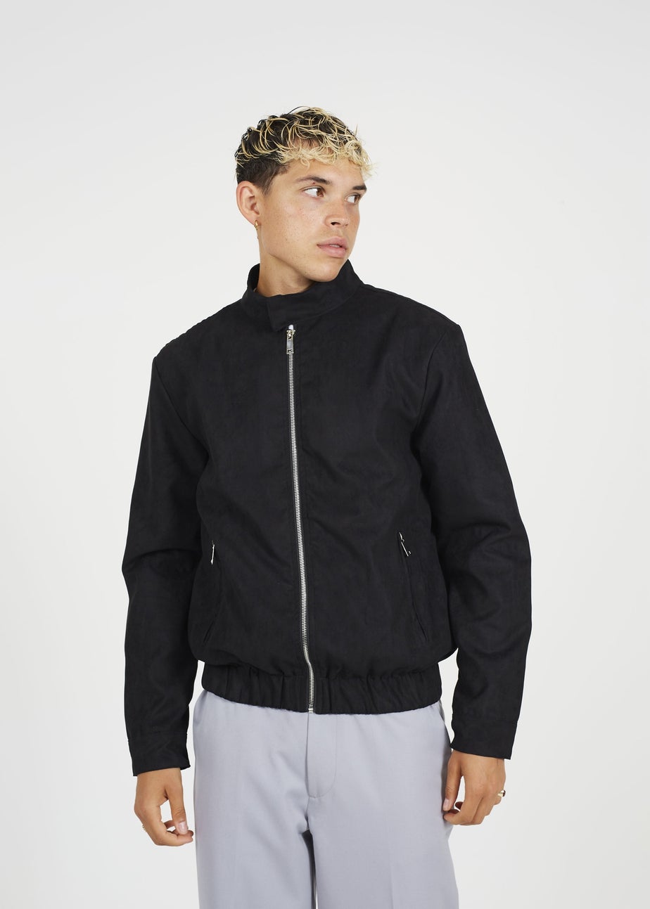 Brave Soul Black Faux Suede Bomber Jacket