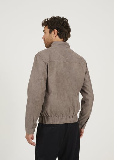 Brave Soul Taupe Faux Suede Bomber Jacket