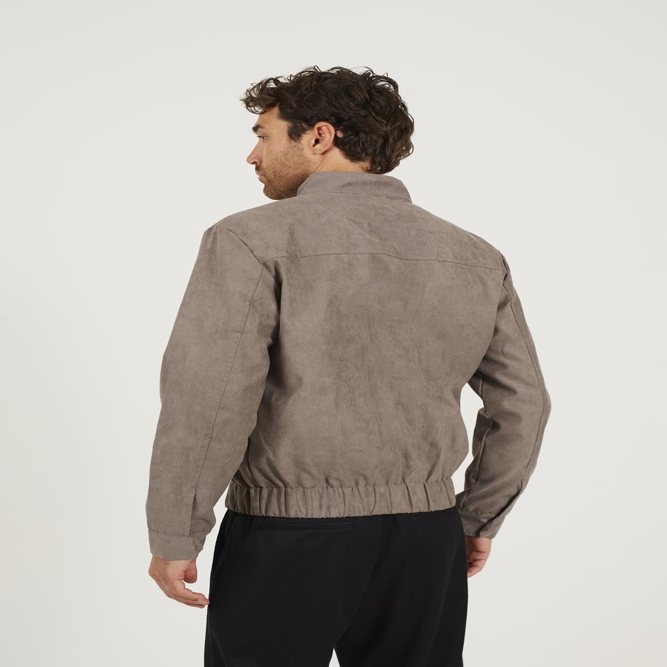 Brave Soul Taupe Faux Suede Bomber Jacket
