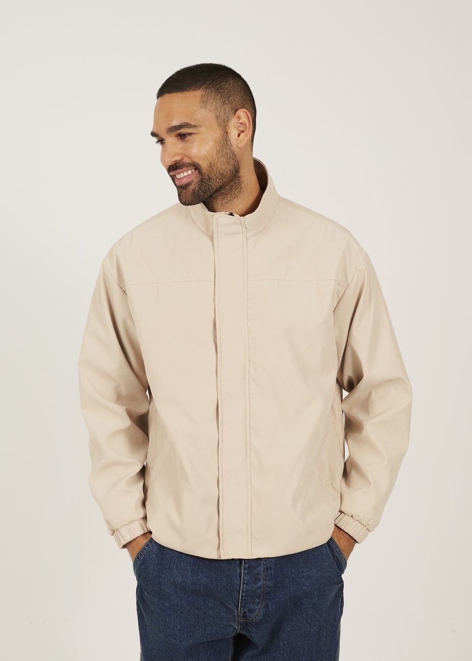 Brave Soul Stone Funnel Neck Oversized Jacket