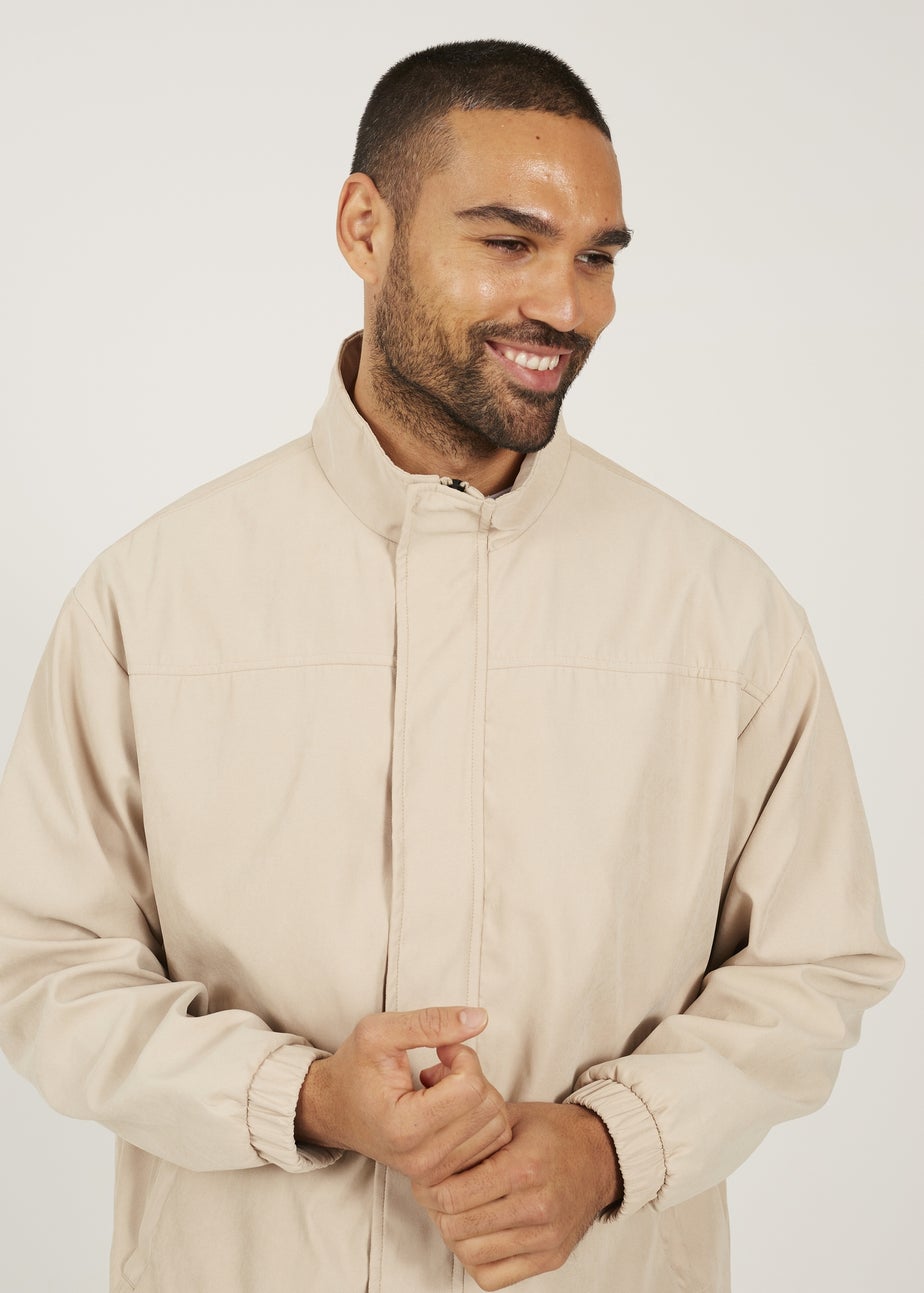 Brave Soul Stone Funnel Neck Oversized Jacket