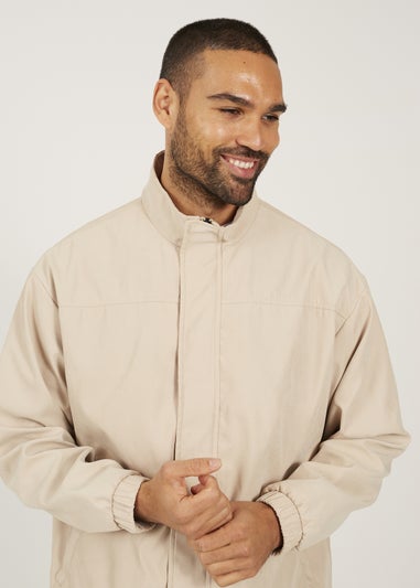 Brave Soul Stone Funnel Neck Oversized Jacket