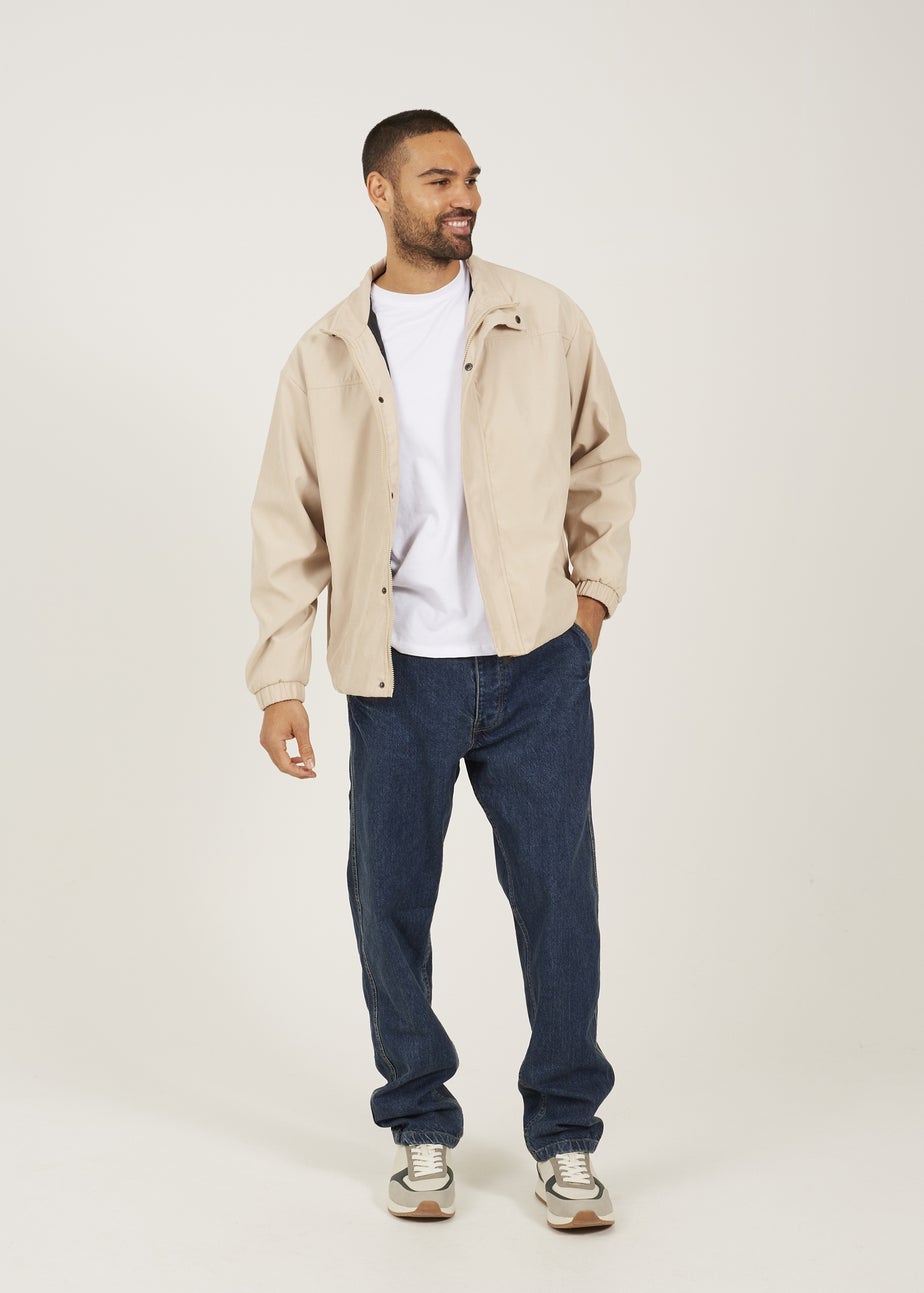 Brave Soul Stone Funnel Neck Oversized Jacket