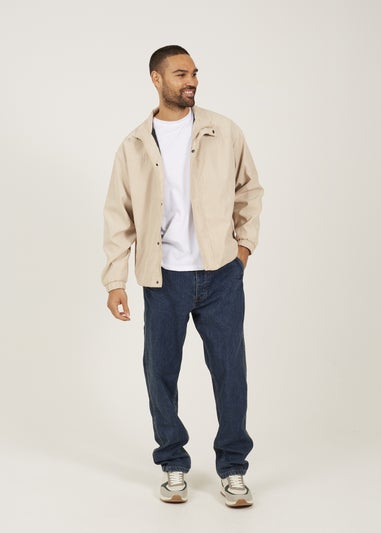 Brave Soul Stone Funnel Neck Oversized Jacket