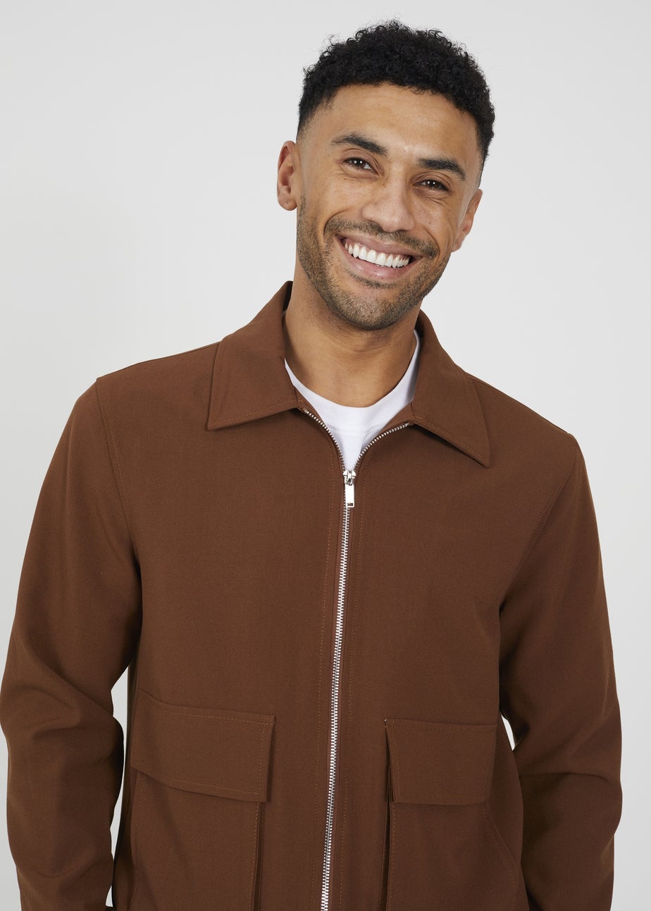 Brave Soul Tan Patch Pocket Harrington Jacket