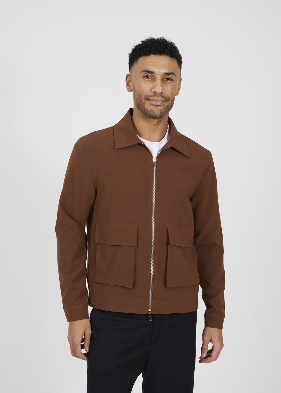 Brave Soul Tan Patch Pocket Harrington Jacket
