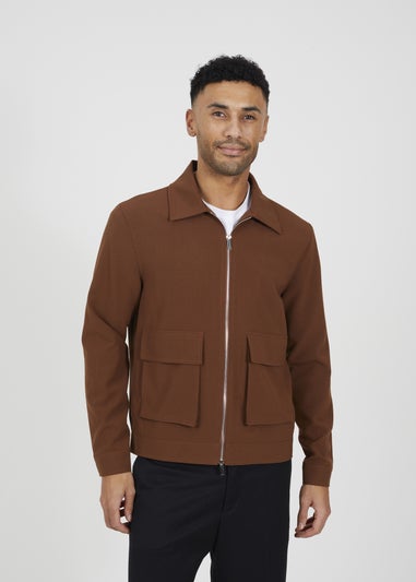 Brave Soul Tan Patch Pocket Harrington Jacket