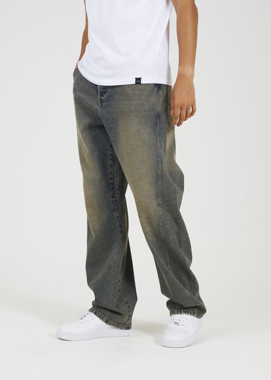 Brave Soul Blue Wide Leg Seam Detail Denim Jeans