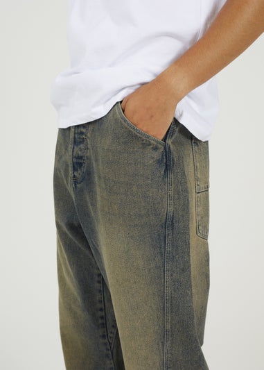 Brave Soul Blue Wide Leg Seam Detail Denim Jeans
