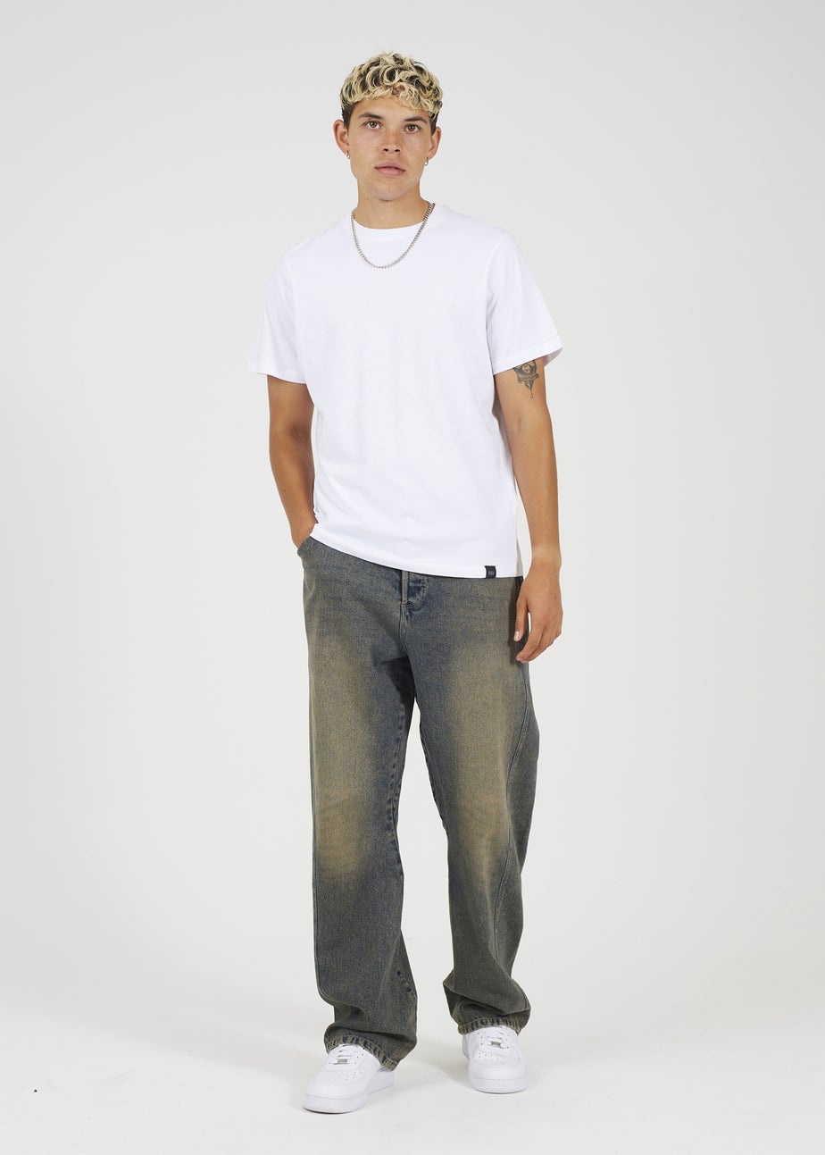 Brave Soul Blue Wide Leg Seam Detail Denim Jeans