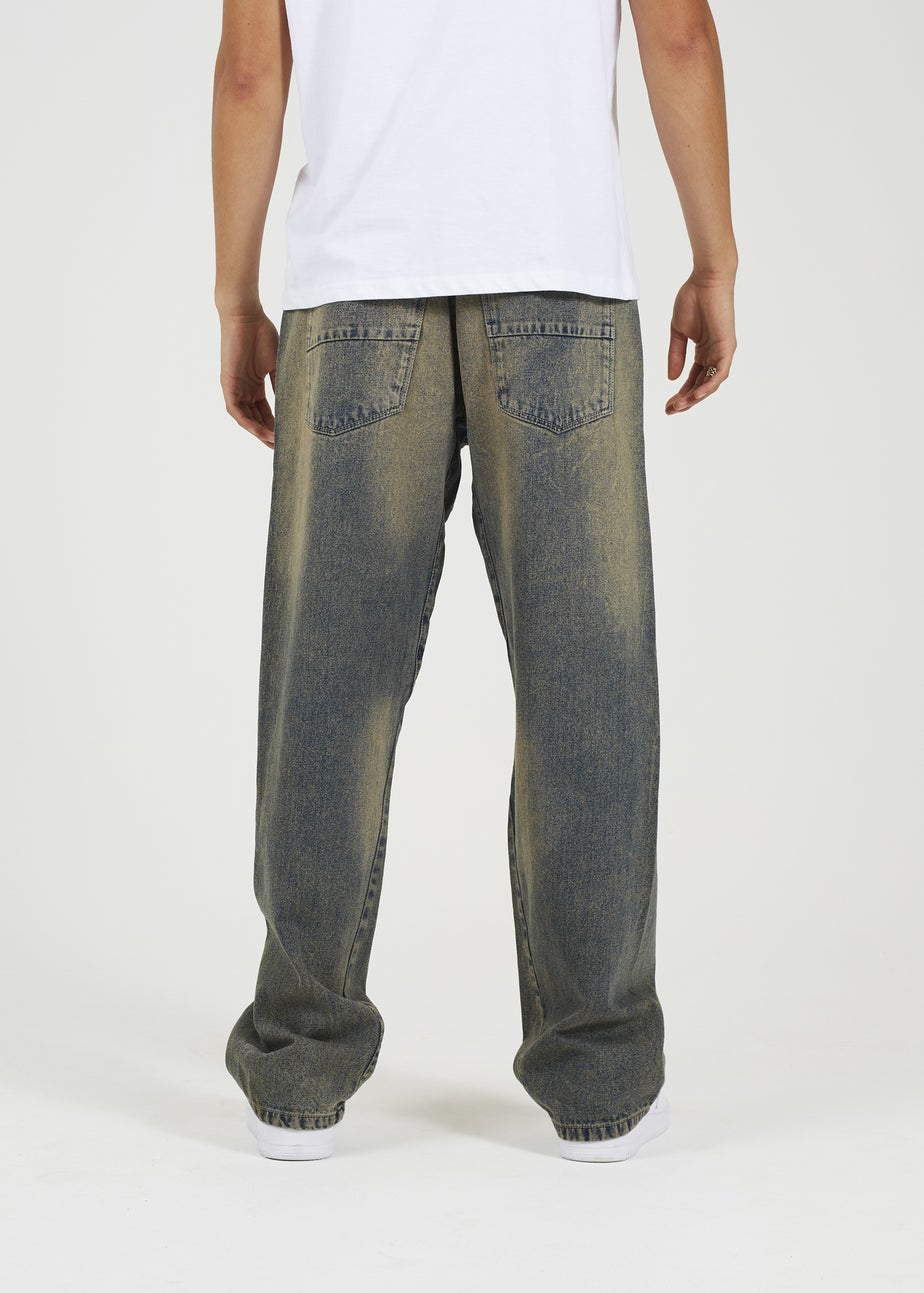 Brave Soul Blue Wide Leg Seam Detail Denim Jeans