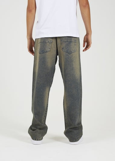 Brave Soul Blue Wide Leg Seam Detail Denim Jeans