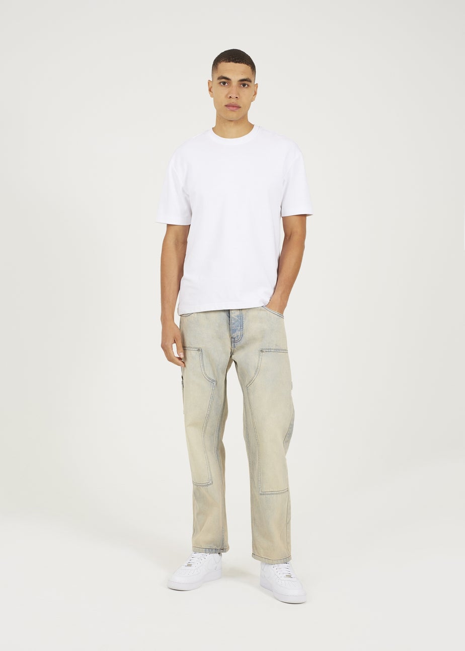 Brave Soul Sand Loose Fit Carpenter Style Denim Jeans
