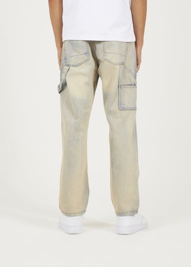 Brave Soul Sand Loose Fit Carpenter Style Denim Jeans