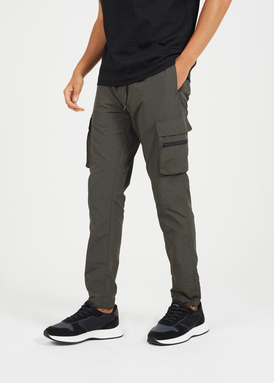 Brave Soul Khaki Elasticated Waist Cargo Style Trousers