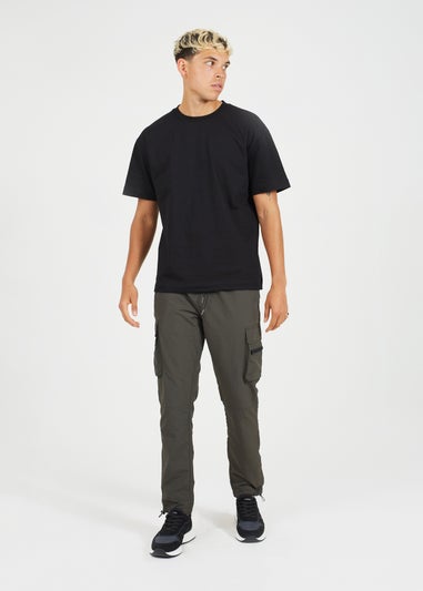 Brave Soul Khaki Elasticated Waist Cargo Style Trousers