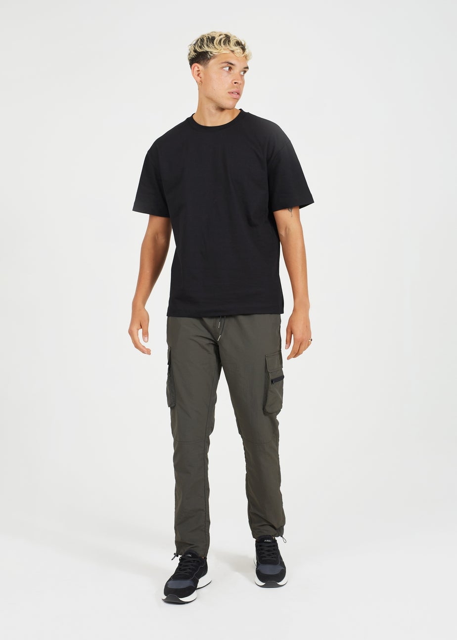 Brave Soul Khaki Elasticated Waist Cargo Style Trousers