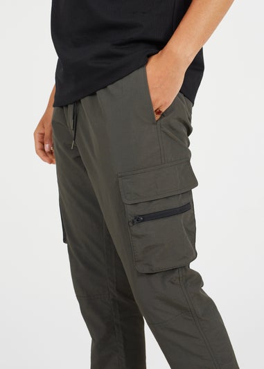 Brave Soul Khaki Elasticated Waist Cargo Style Trousers