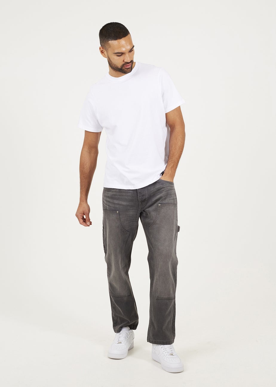 Brave Soul Grey Loose Fit Carpenter Style Denim Jeans