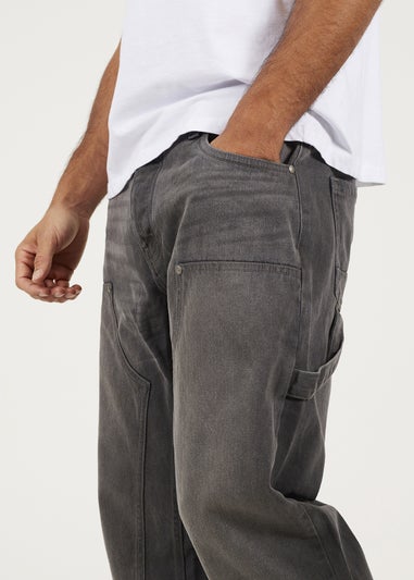 Brave Soul Grey Loose Fit Carpenter Style Denim Jeans