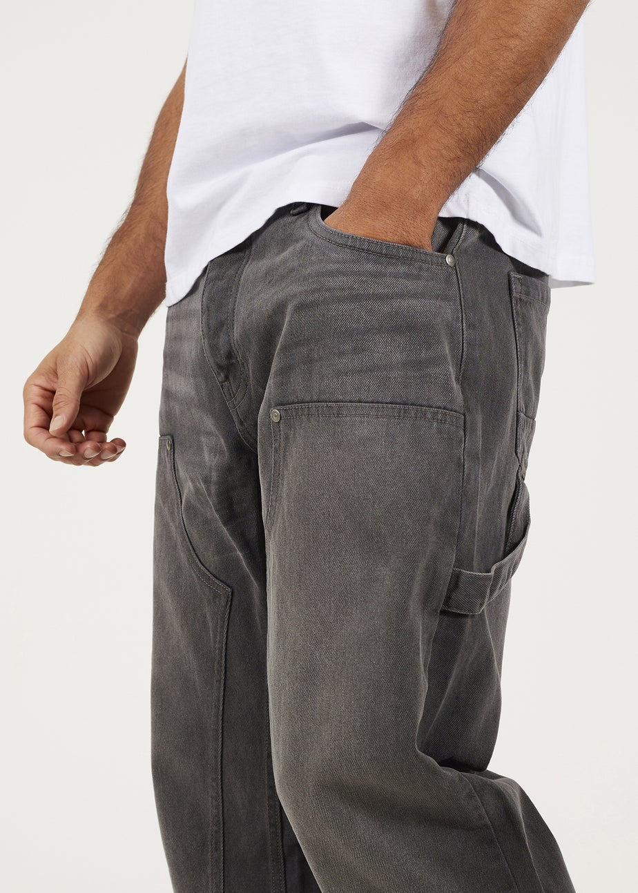 Brave Soul Grey Loose Fit Carpenter Style Denim Jeans