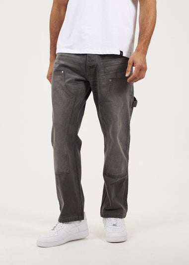 Brave Soul Grey Loose Fit Carpenter Style Denim Jeans