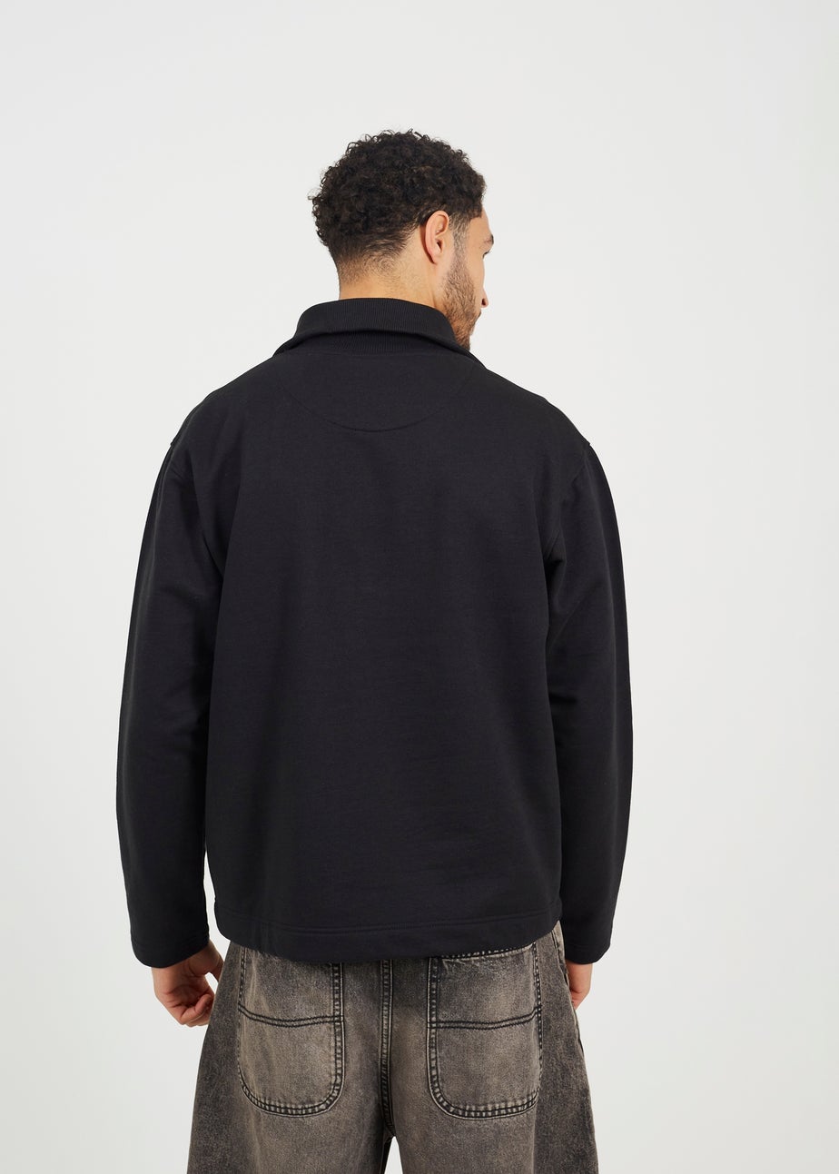 Brave Soul Black High Funnel Neck 1/4 Zip Sweatshirt