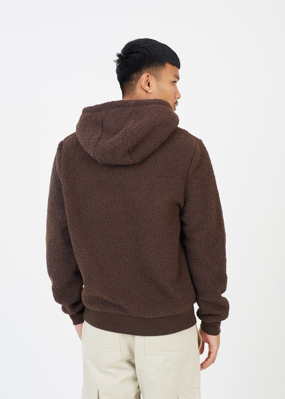 Brave Soul Brown Teddy Fleece Hoodie