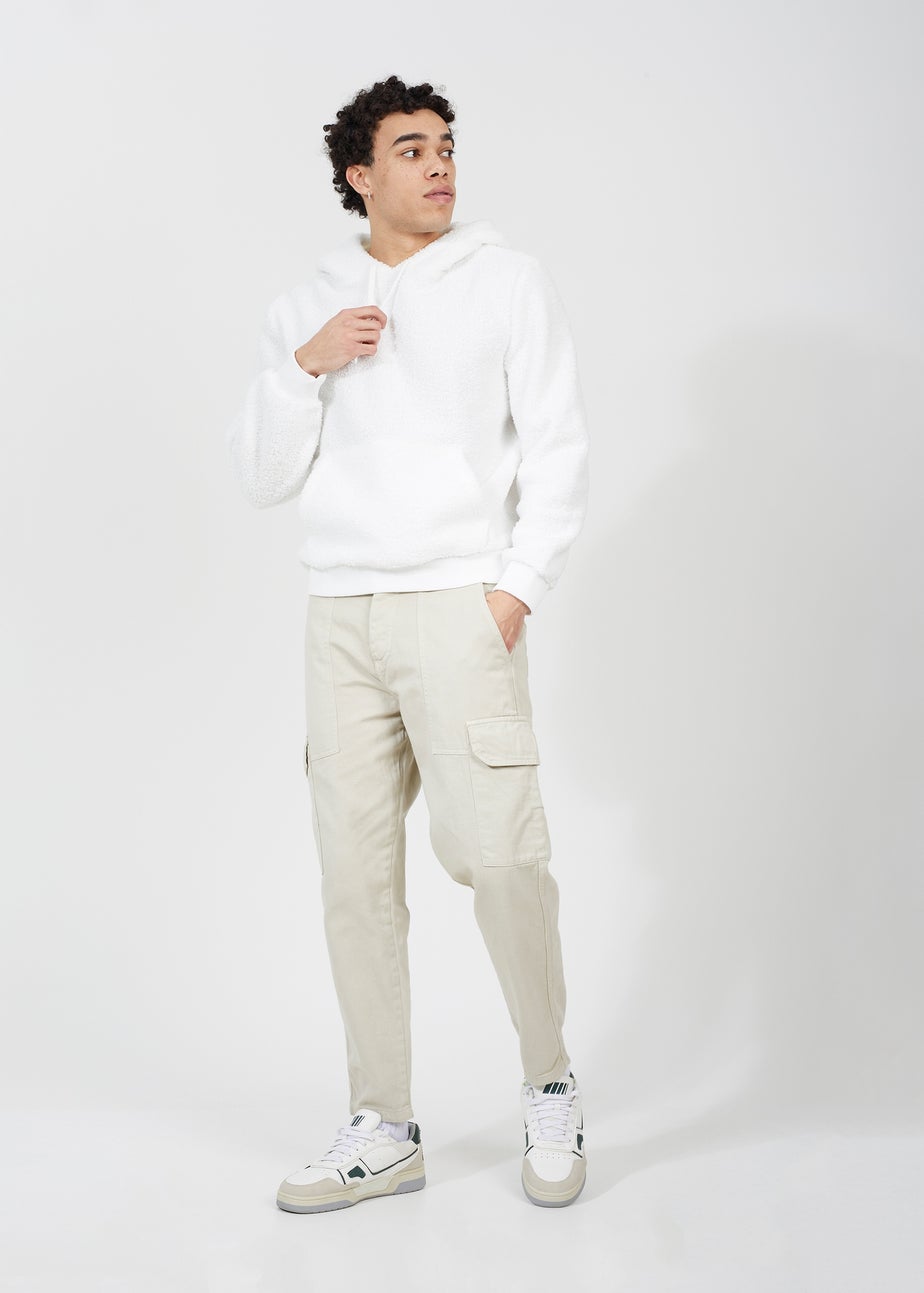 Brave Soul Cream Teddy Fleece Hoodie